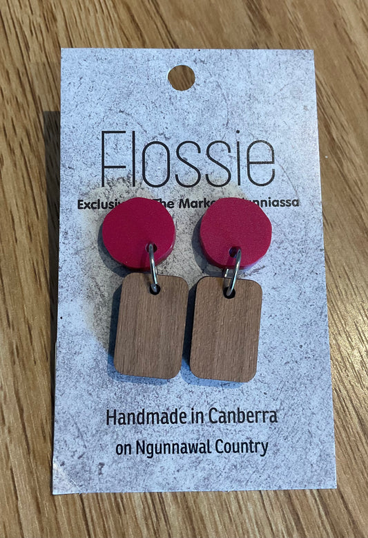 *Earrings Wooden Rectangle Dangles