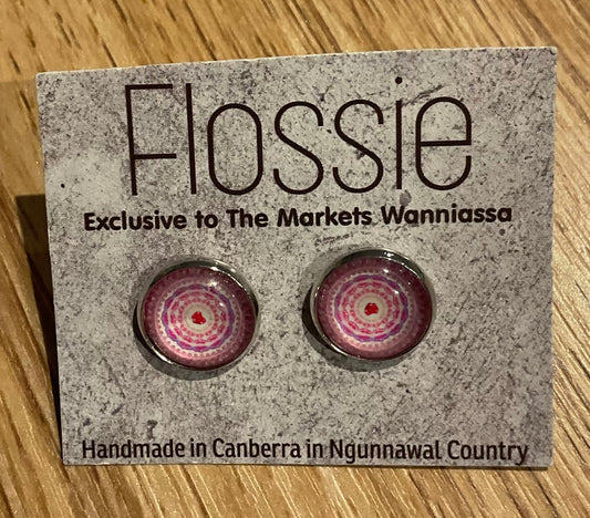 *Earrings Pink Mandala Glass Studs