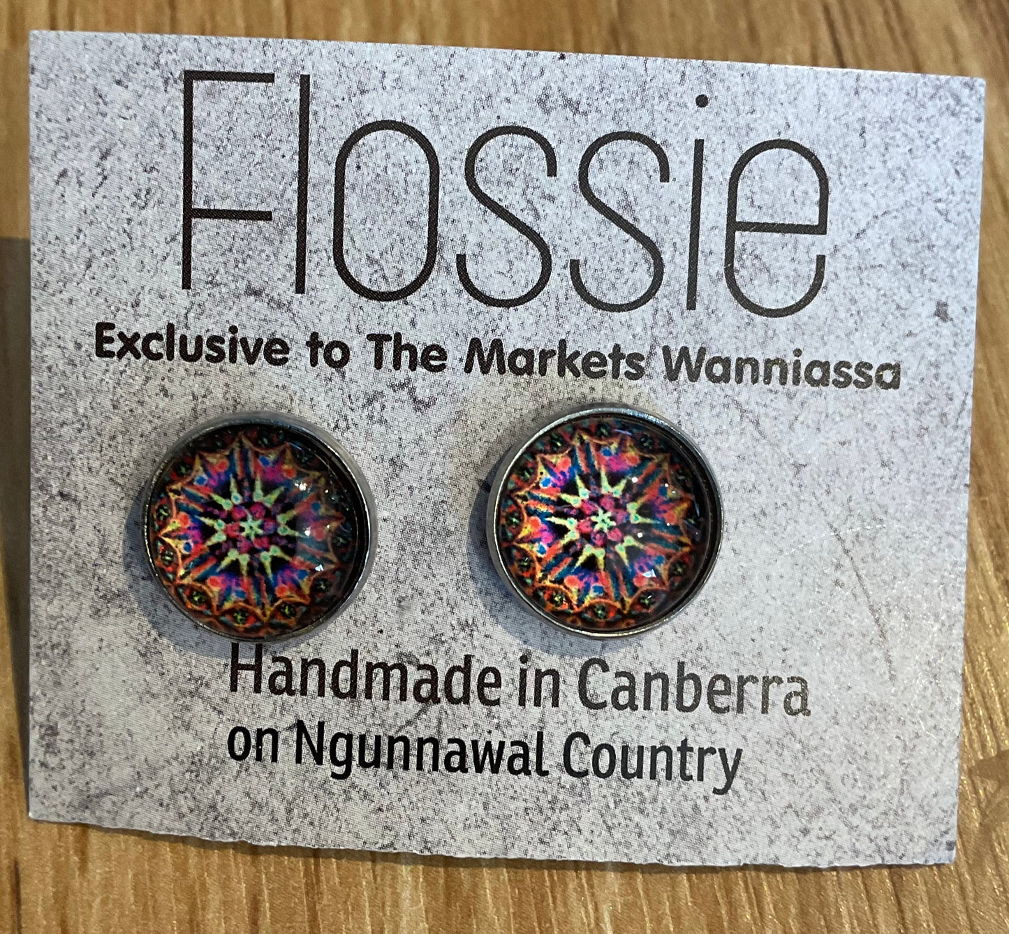 *Earrings Mandala Glass Dome Studs