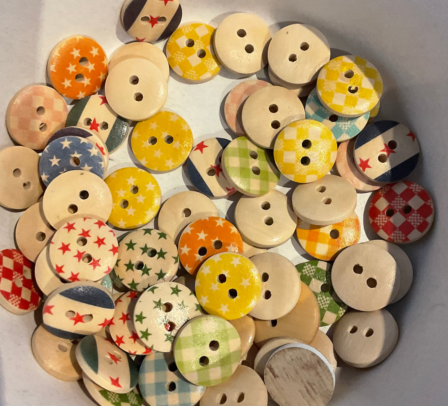 *Loose Buttons -Wooden Printed Patterns