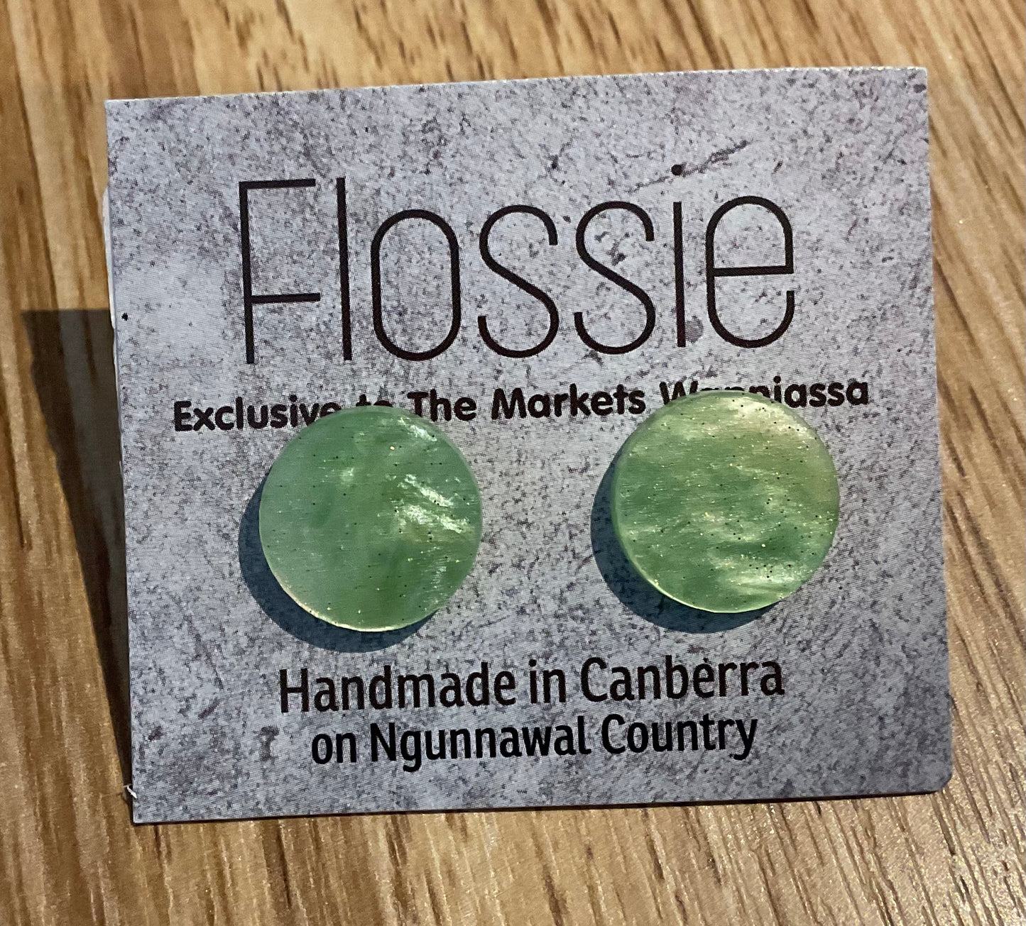 *Earrings Green Acrylic Round Studs