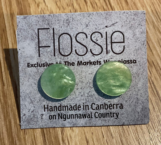 *Earrings Green Acrylic Round Studs
