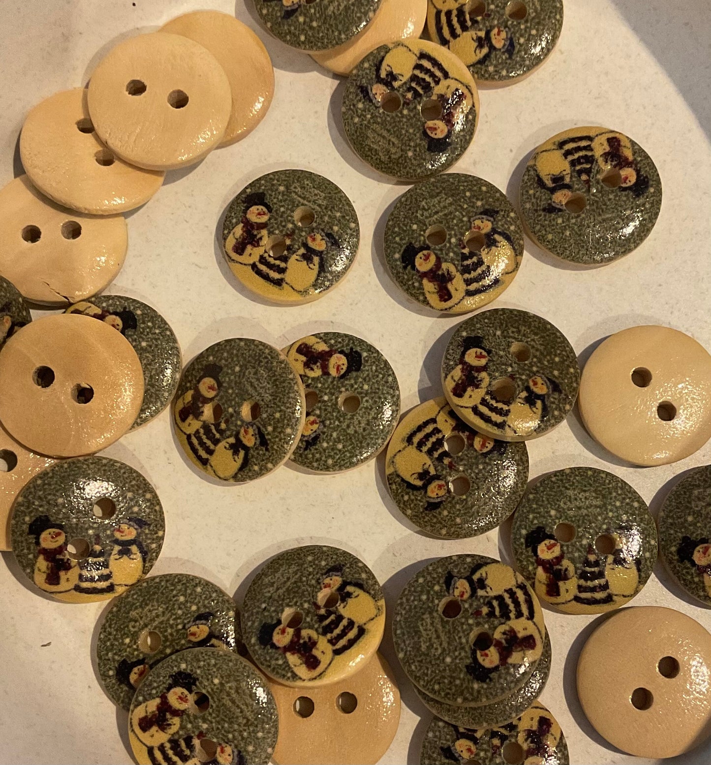 *Loose Buttons - Wooden Snowmen Print