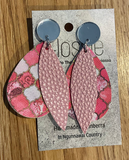 *Earrings Pink Tile Dangles