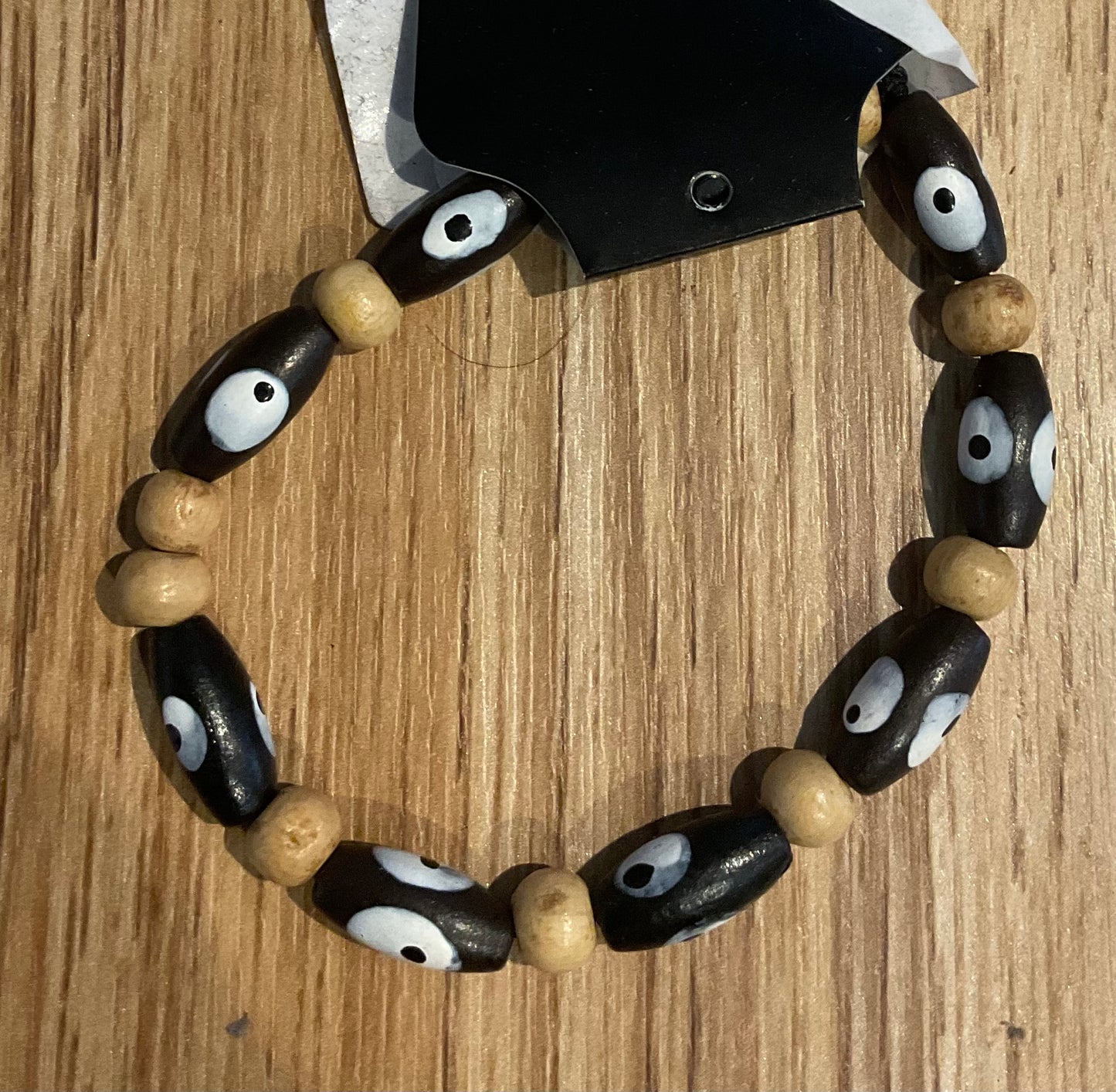 *Bracelet Wooden Beads Natural and Black