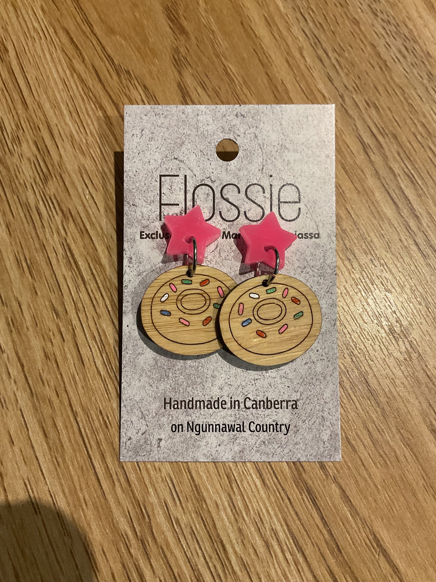 *Earrings Doughnut Handpainted Dangles