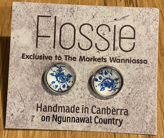 *Earrings Printed Glass Dome Studs