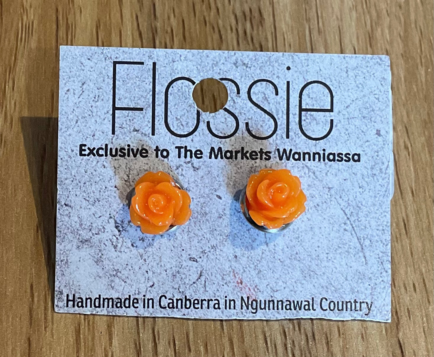 *Earrings Orange Flower Studs