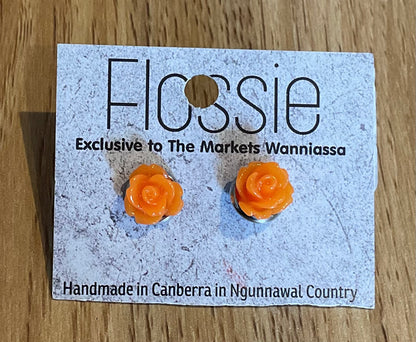 *Earrings Orange Flower Studs