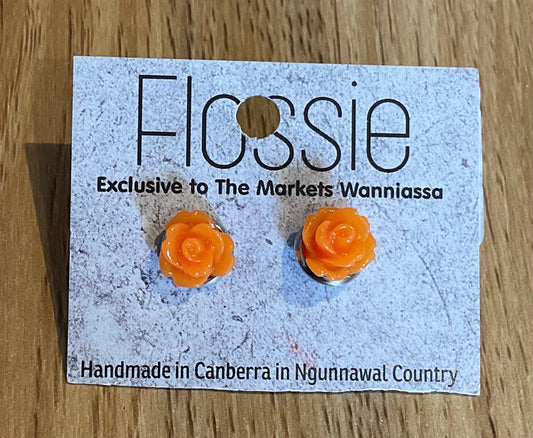 *Earrings Orange Flower Studs