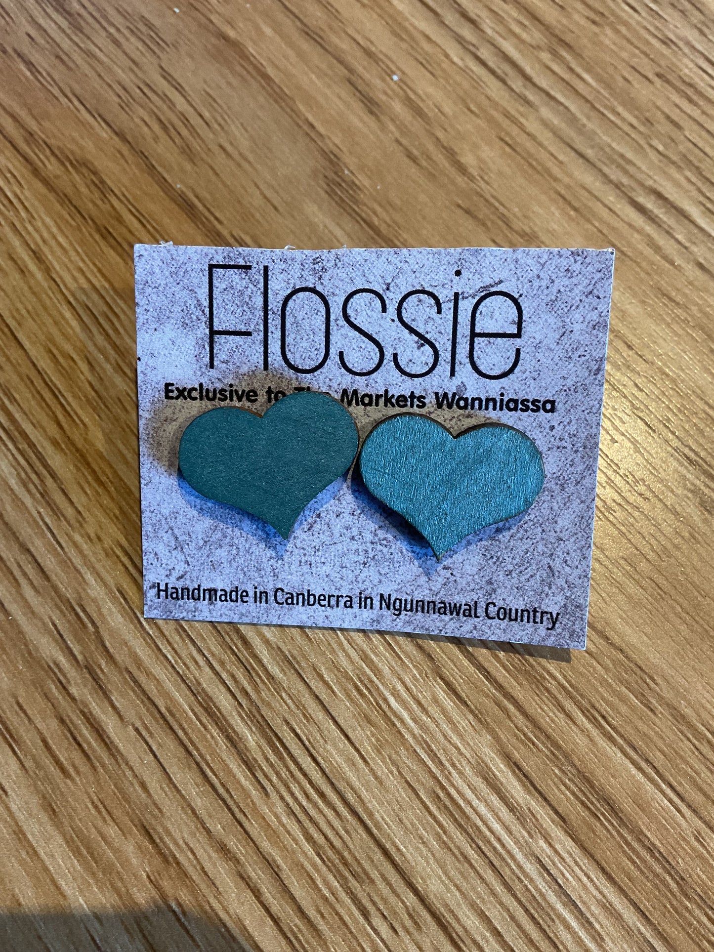 *Earrings Hand Painted Green Heart Studs