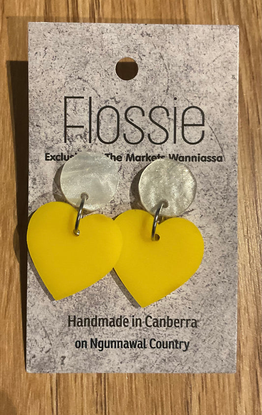 *Earrings Acrylic Yellow Heart Dangles