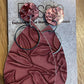 *Earrings Embossed Flowers Maroon Dangles