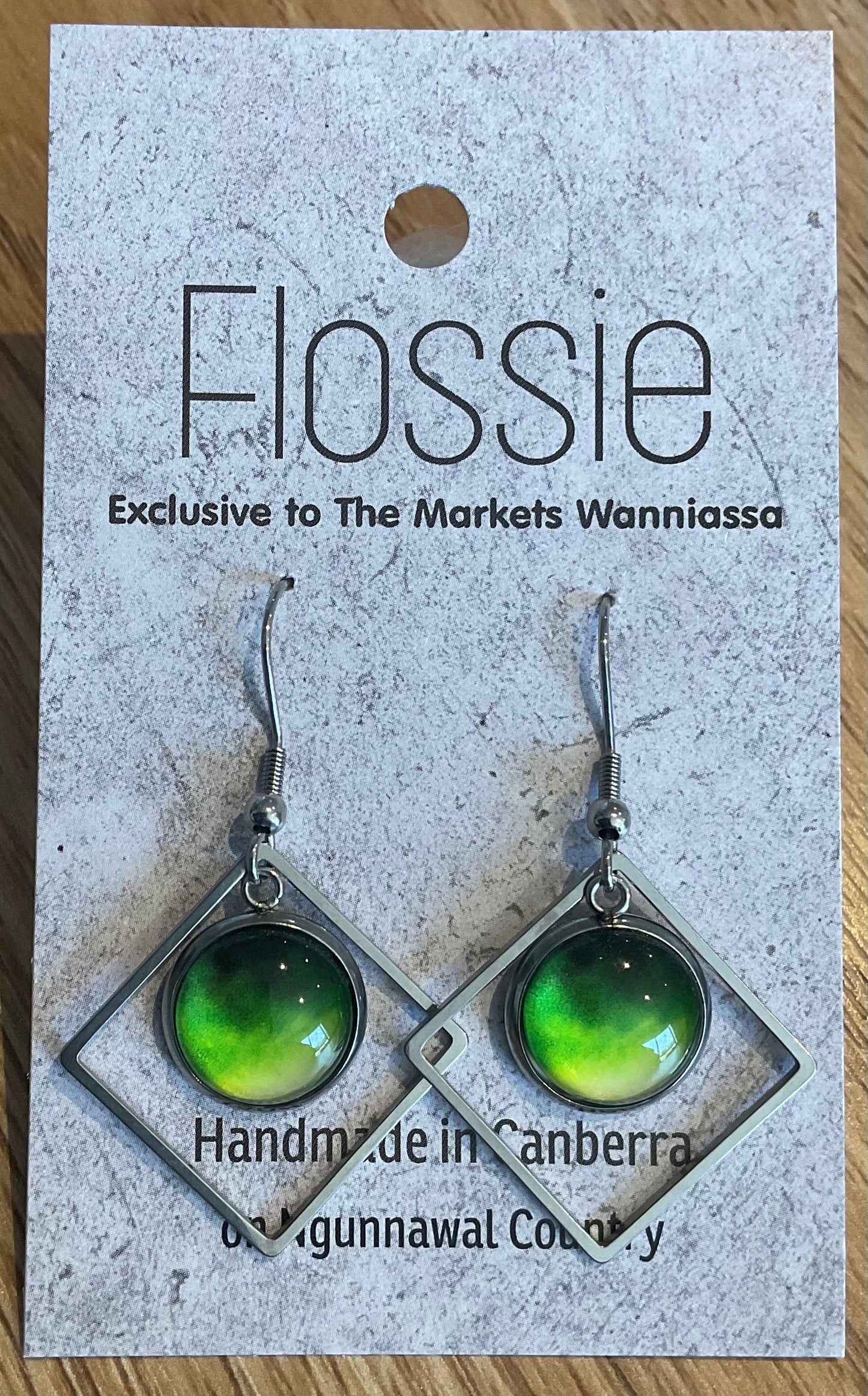 *Earrings Glass Dome Diamond Dangles