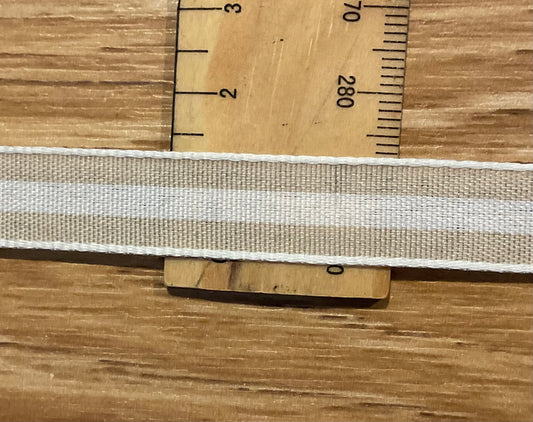 *Ribbon Brown & Cream Grosgrain- 13mm Per Metre