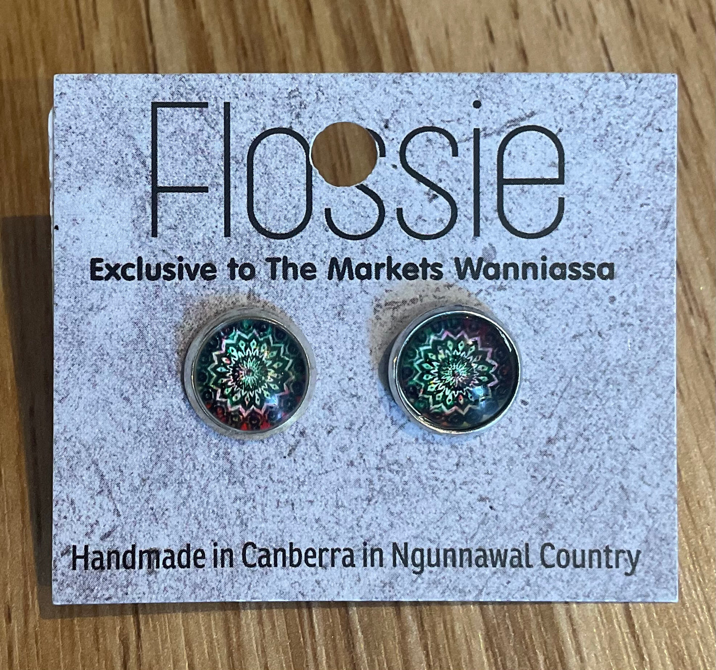 *Earrings Mandala Glass Dome Studs