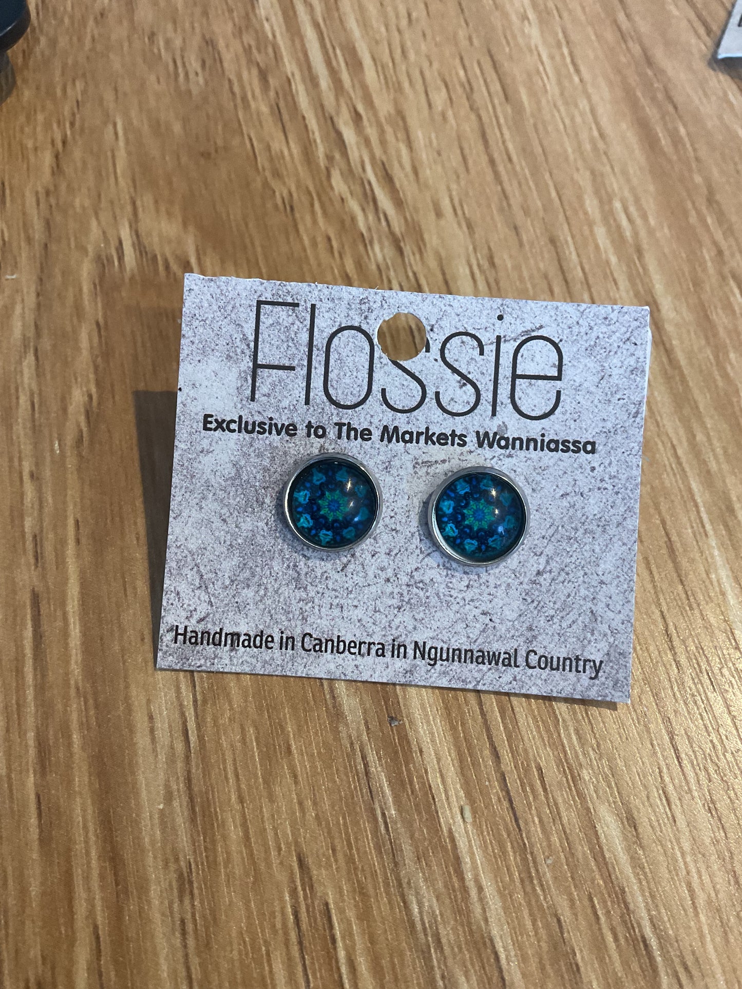 *Earrings Mandala Glass Dome Studs