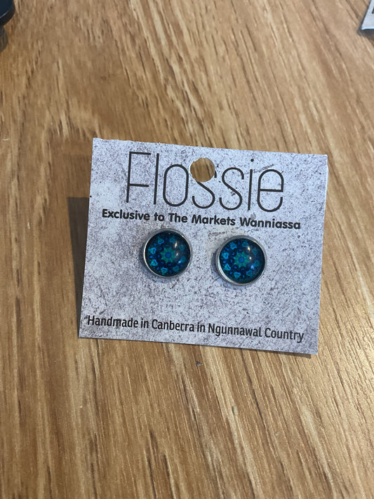 *Earrings Mandala Glass Dome Studs