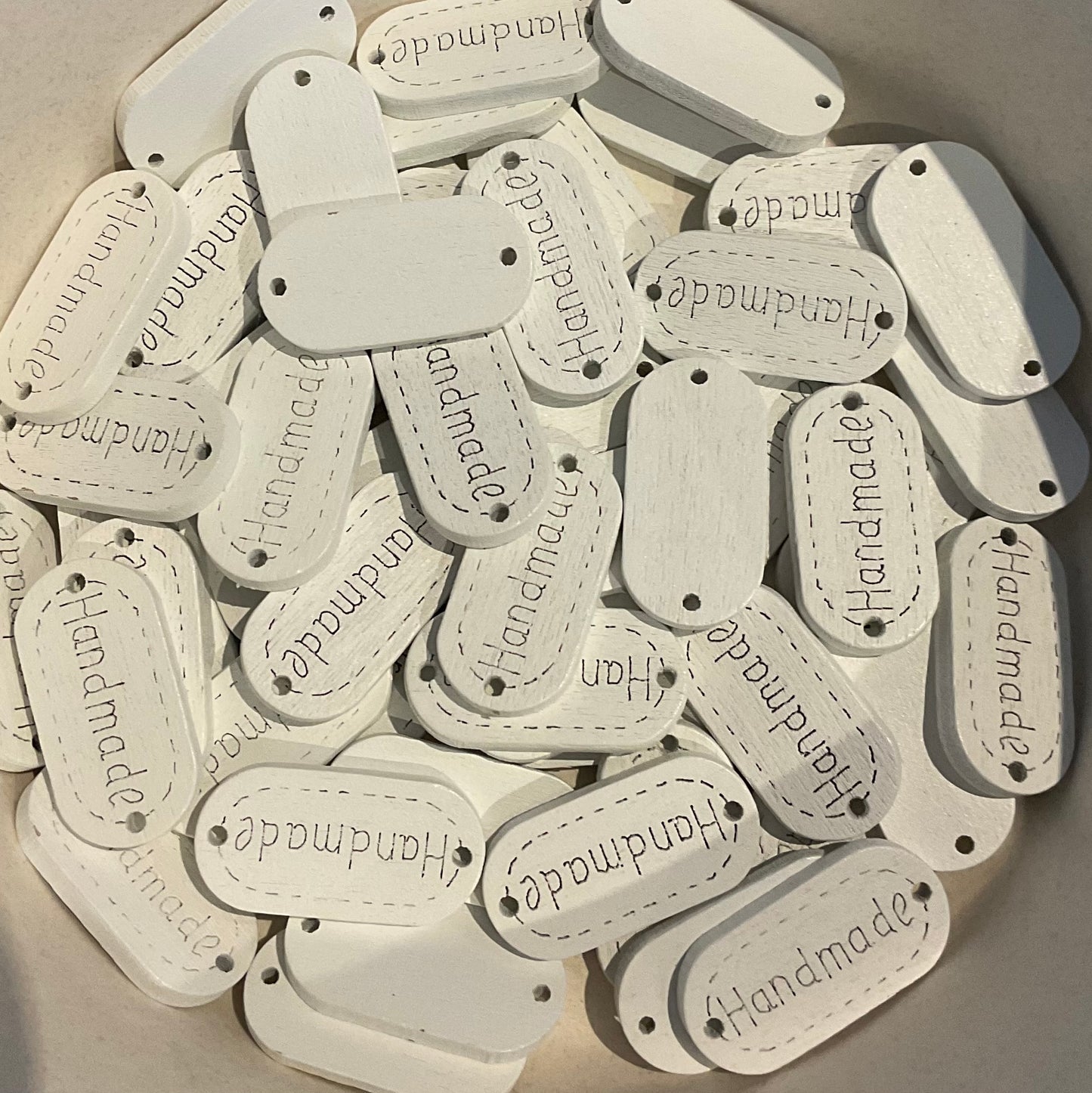 *Loose Buttons - Wooden White "Handmade"