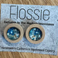 *Earrings Wooden Blue Marble Dome Studs