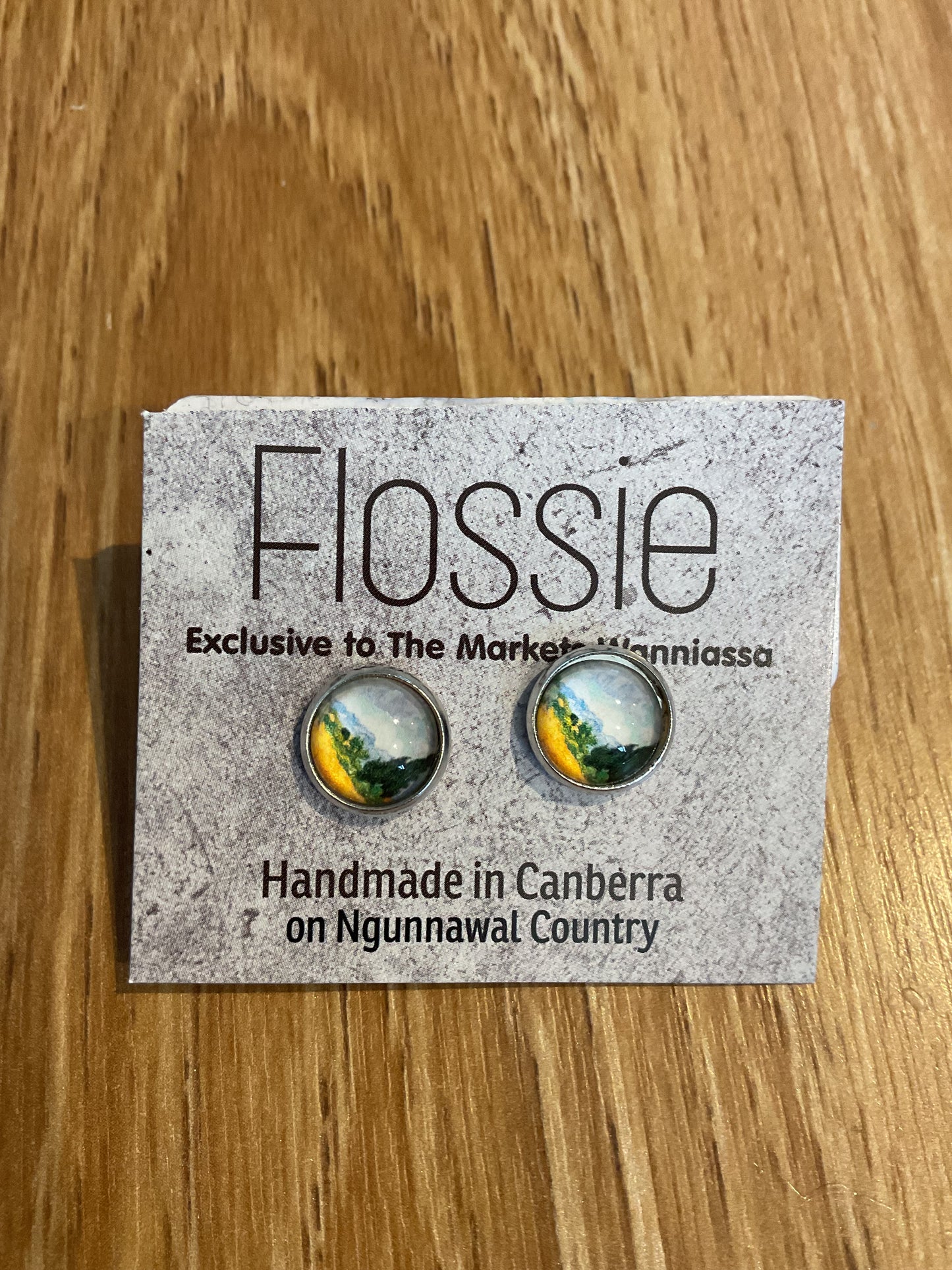 *Earrings Landscape Glass Dome Studs