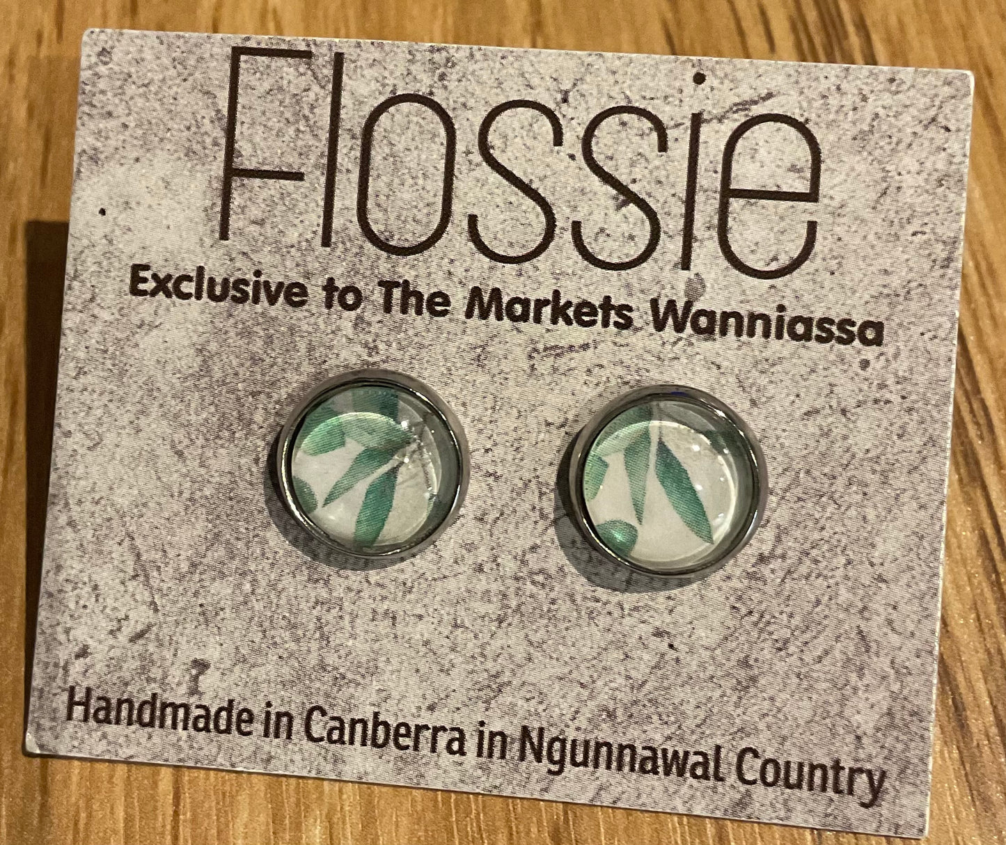 *Earrings Printed Glass Dome Studs