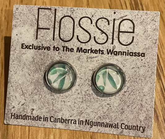 *Earrings Printed Glass Dome Studs