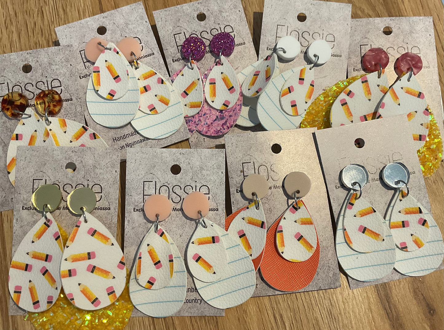 *Earrings Pencil & Paper Dangles