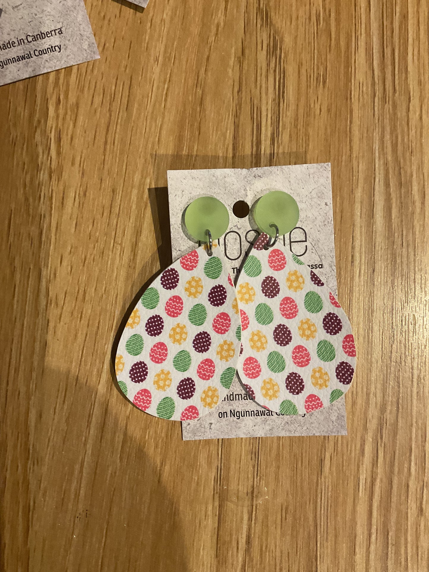 *Earrings Vinyl Easter Egg Print Dangles