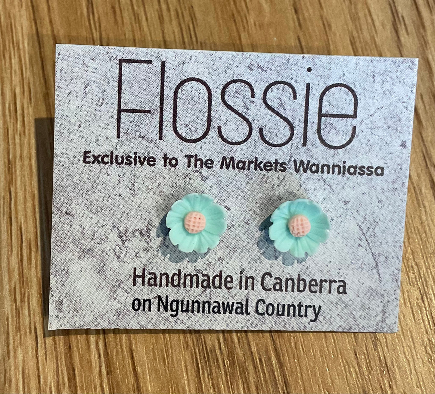 *Earrings Green Flower Studs