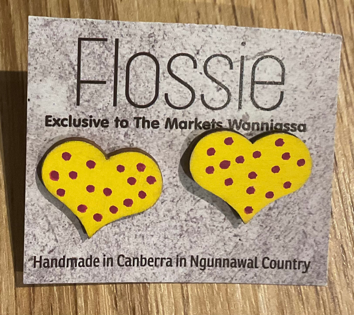 *Earrings Hand Painted Yellow Heart Studs