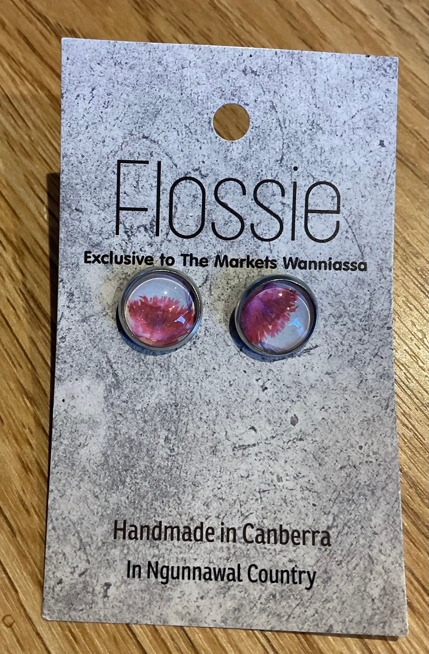*Earrings Native Blossom Glass Dome Studs