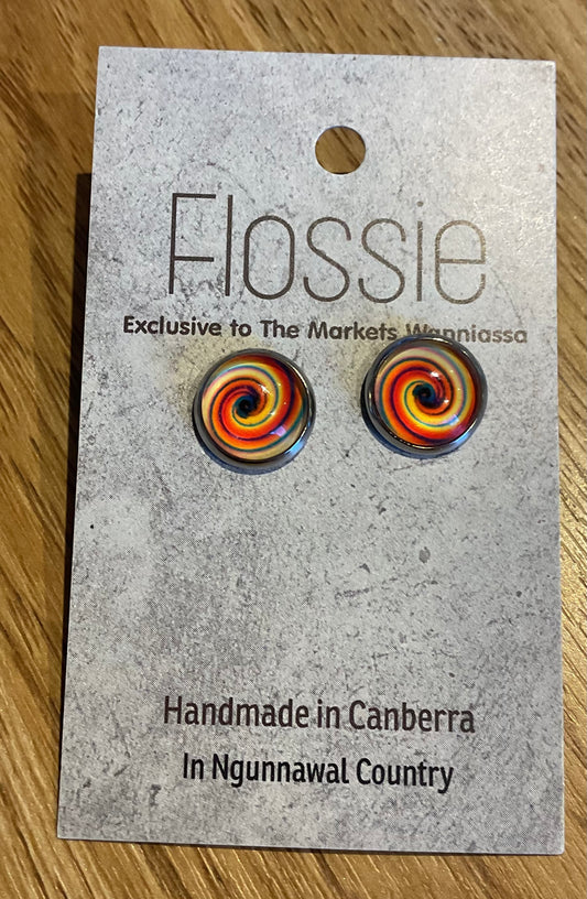 *Earrings Swirly Glass Dome Studs
