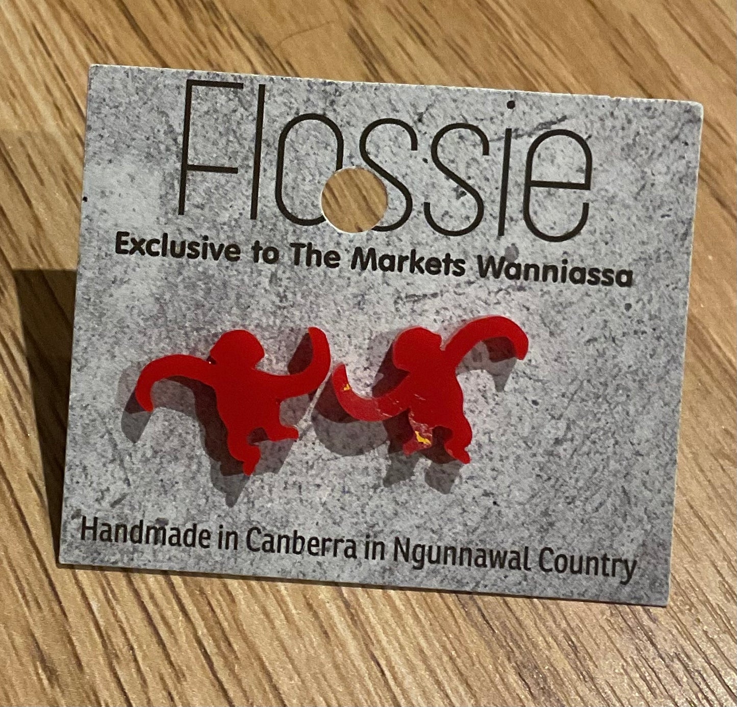 *Earrings Monkeys Red Studs
