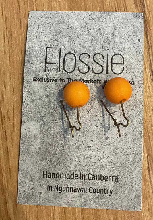 *Earrings Glass Dome Dangles Orange