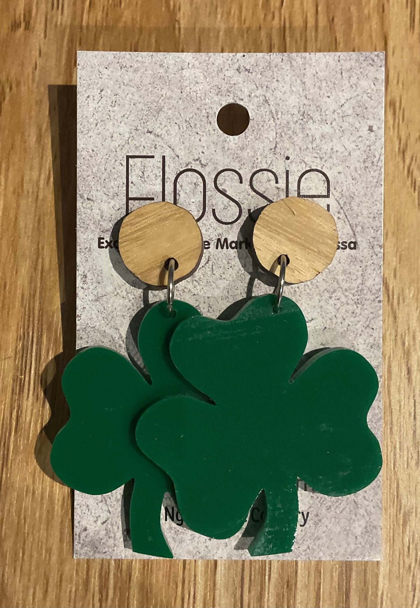 *Earrings Acrylic Four Leaf Clover Dangles