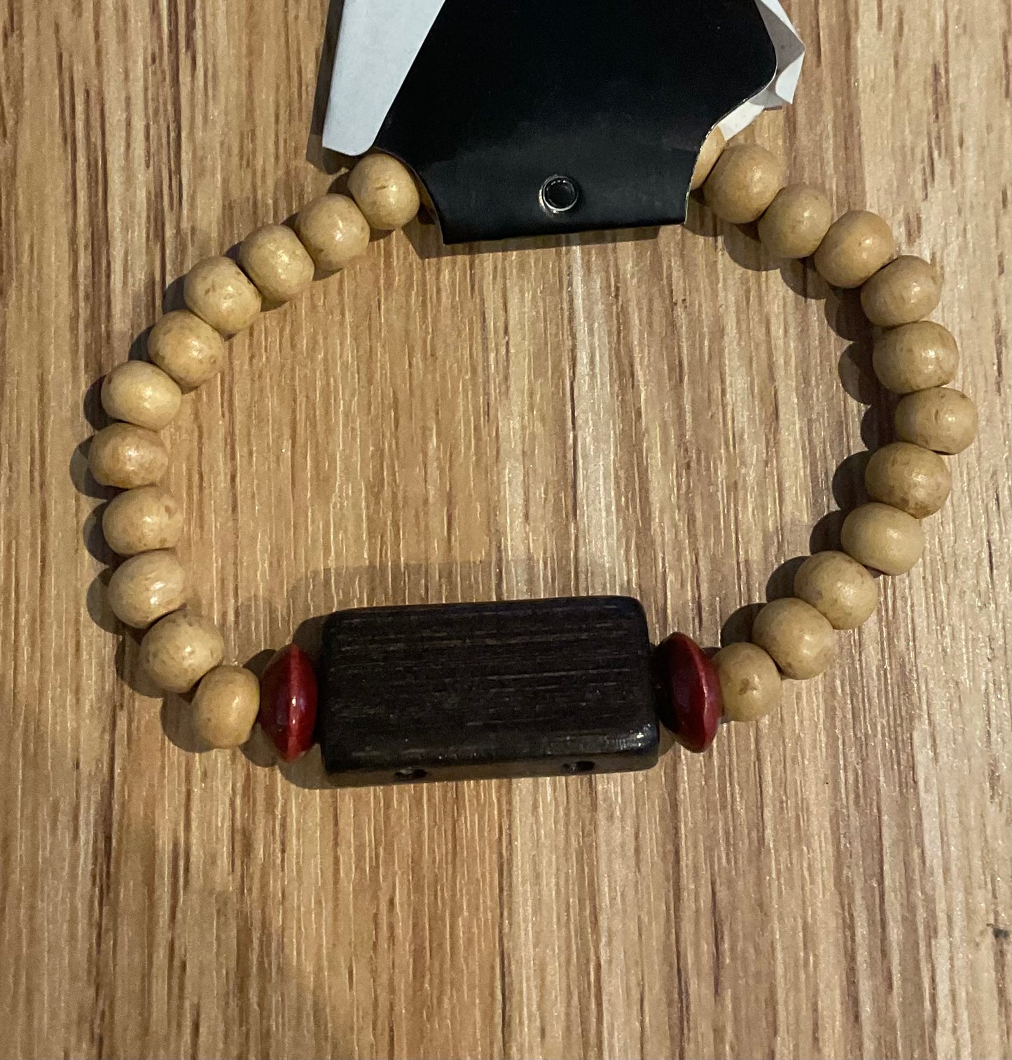 *Bracelet Wooden Beads Chunky Natural and Black