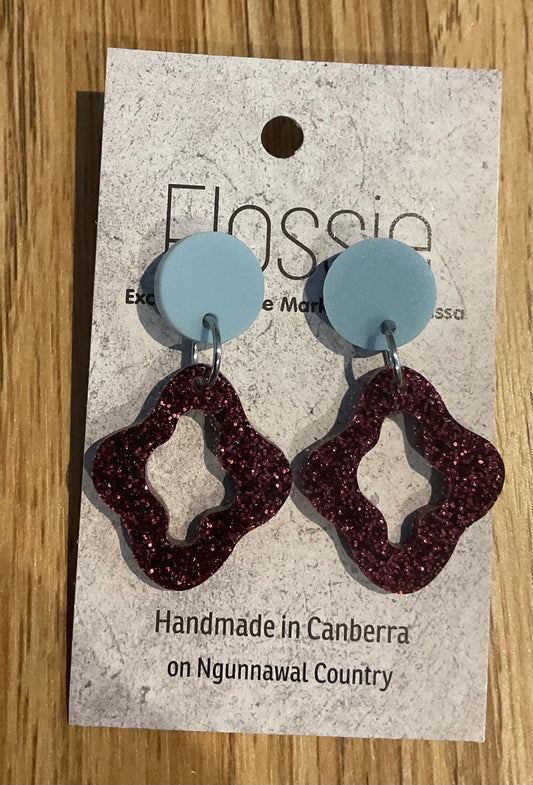 *Earrings Acrylic Pink Glitter Dangles