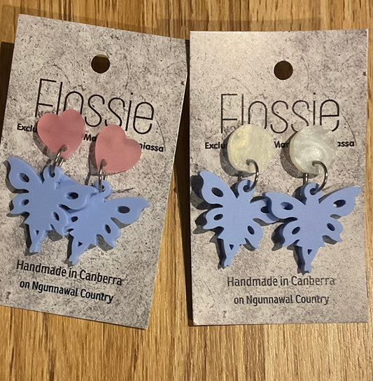 *Earrings Acrylic Purple Butterflies Dangles