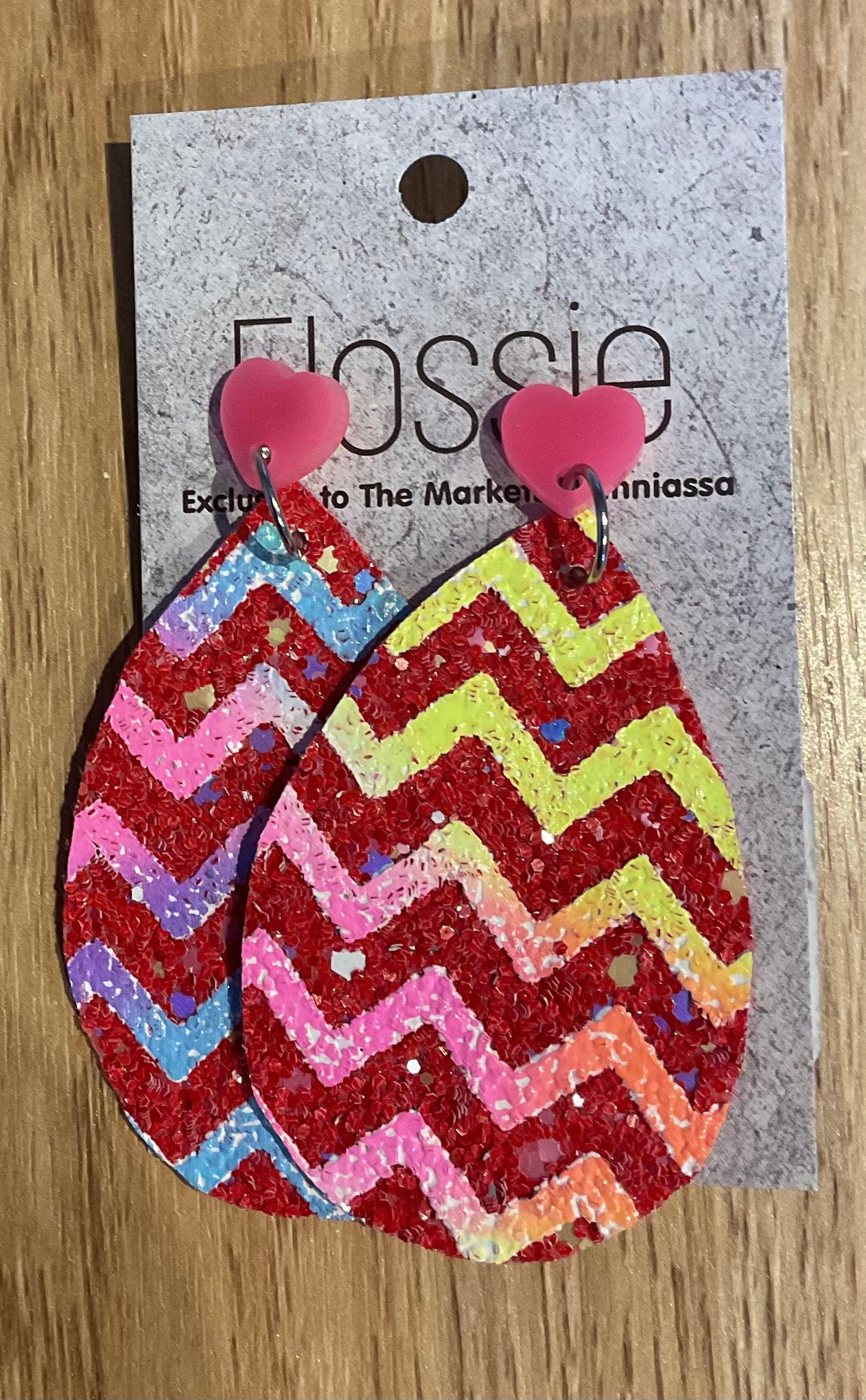 *Earrings Red Zig Zag Dangles