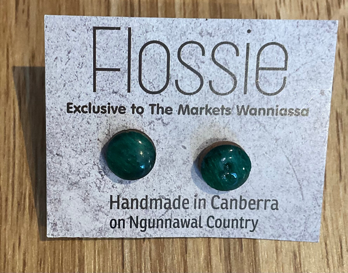 *Earrings Painted Dark Green Resin Studs