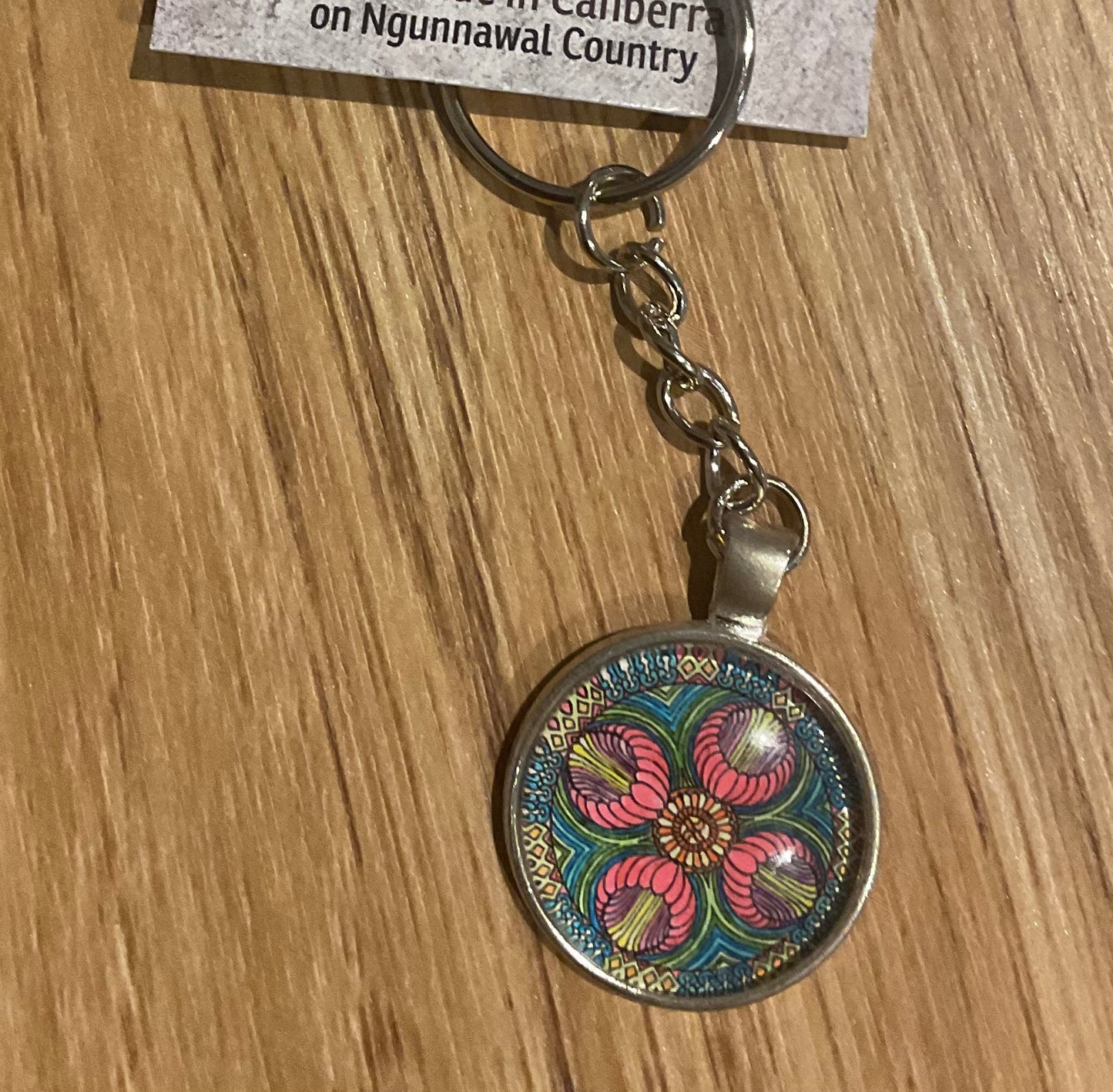 *Glass Dome Keychain Silver