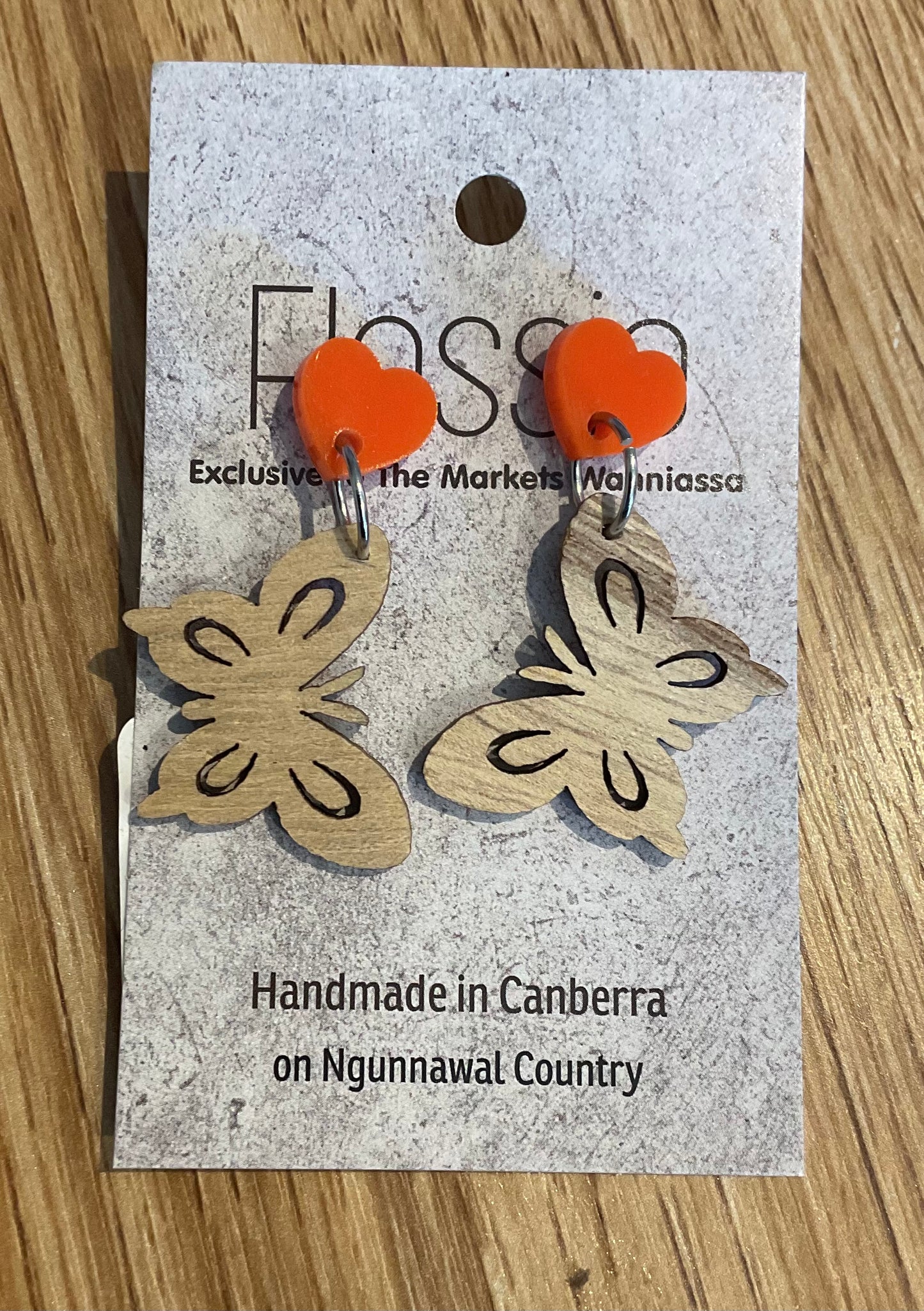 *Earrings Wooden Butterfly Dangles