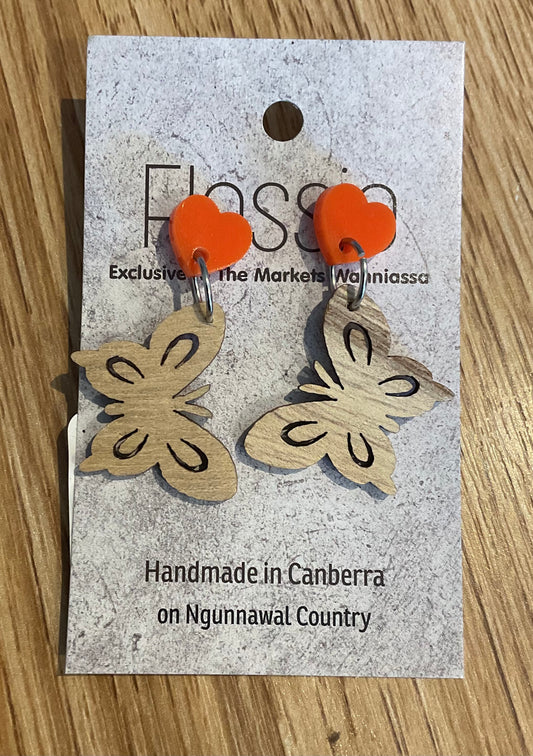 *Earrings Wooden Butterfly Dangles