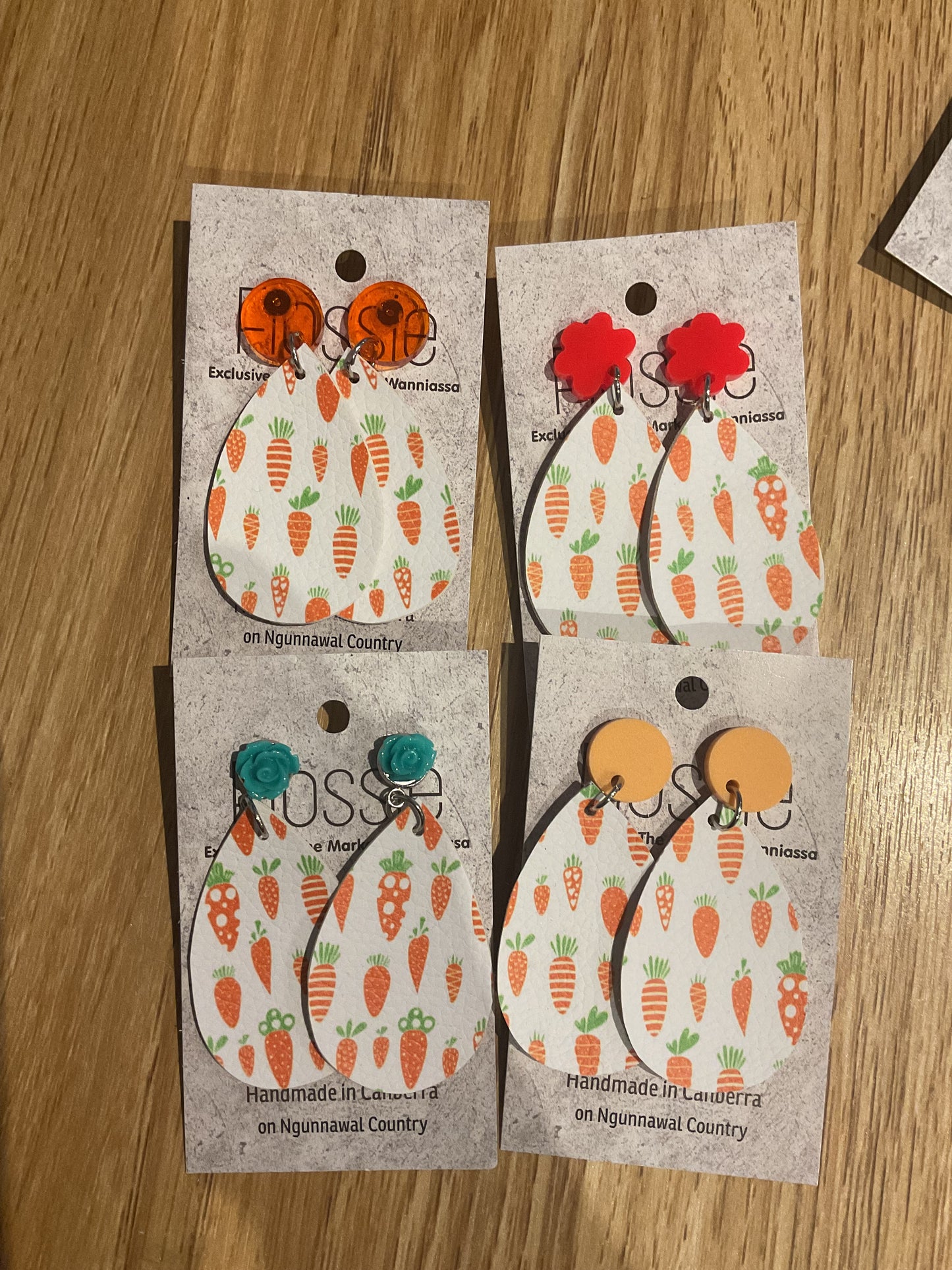 *Earrings Vinyl Carrot Dangles