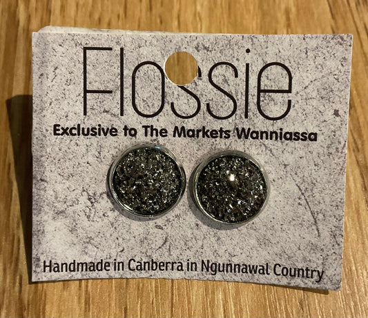 *Earrings Black Glitter Studs