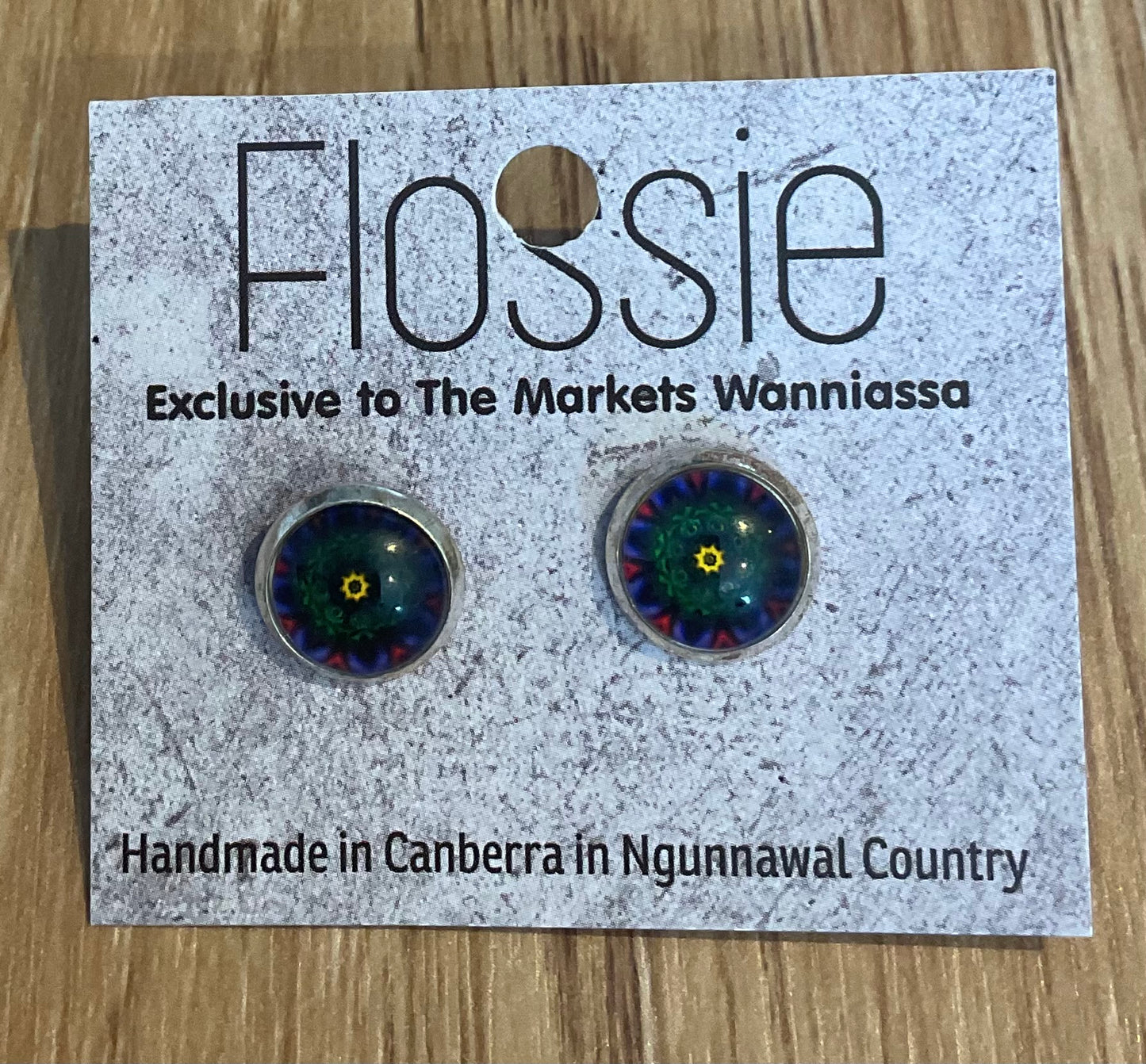 *Earrings Mandala Glass Dome Studs