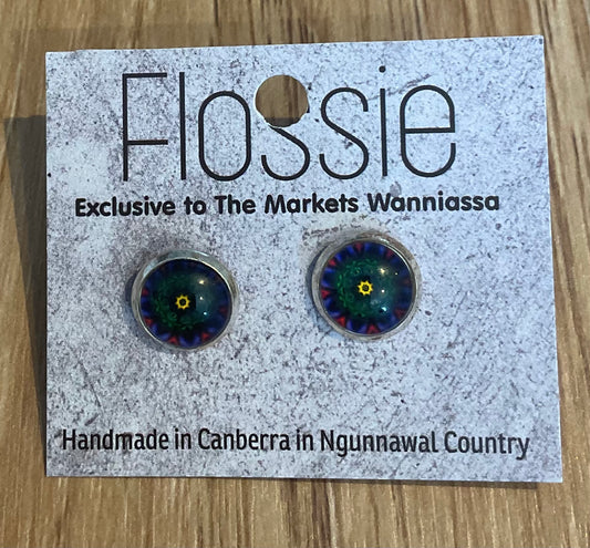 *Earrings Mandala Glass Dome Studs