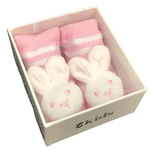 Bunny Socks with Rattles - Pink