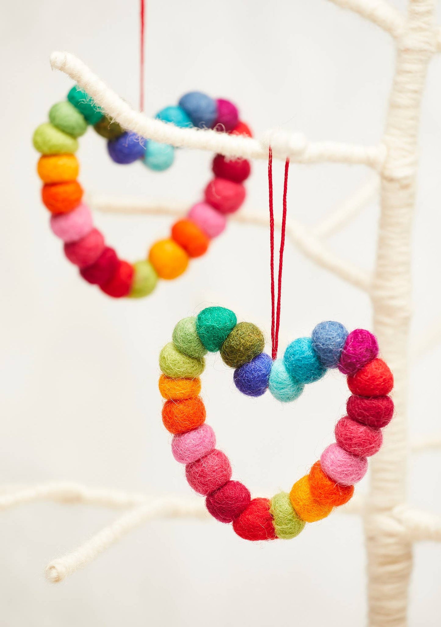 Rainbow Felt Ball Heart Decoration